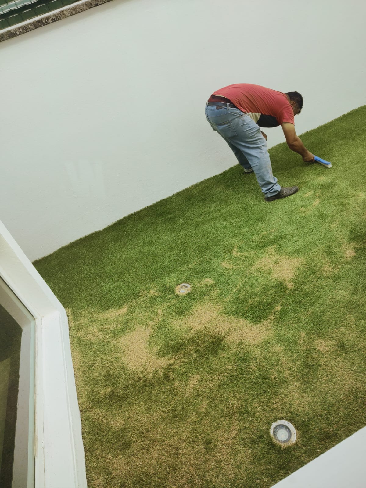 Área de jardín — proceso de pegado